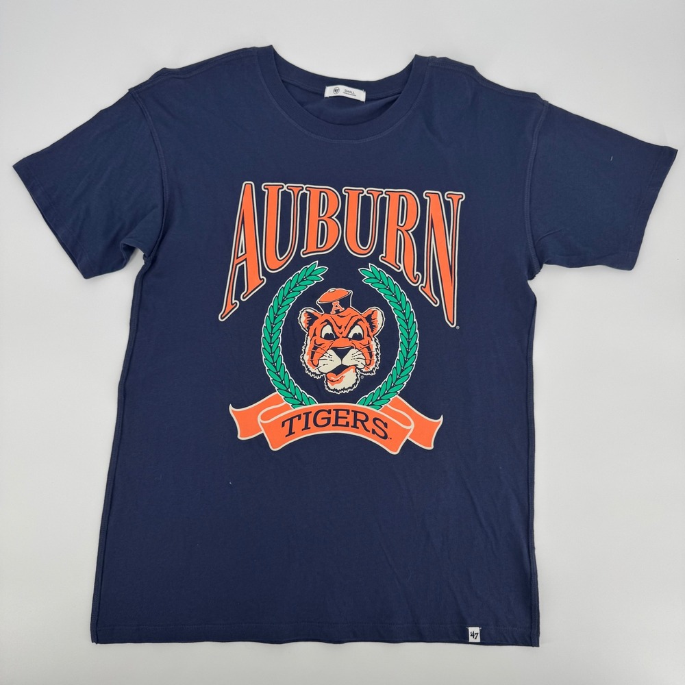 Auburn Tigers T-Shirt Men's Small Navy Blue Graphic Tee Collegiate NCAA 47 Brand
